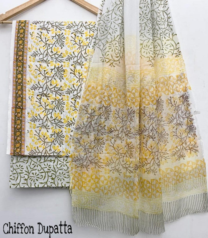 Pure Cotton Printed Salwar Suit With Chiffon Dupatta - 9