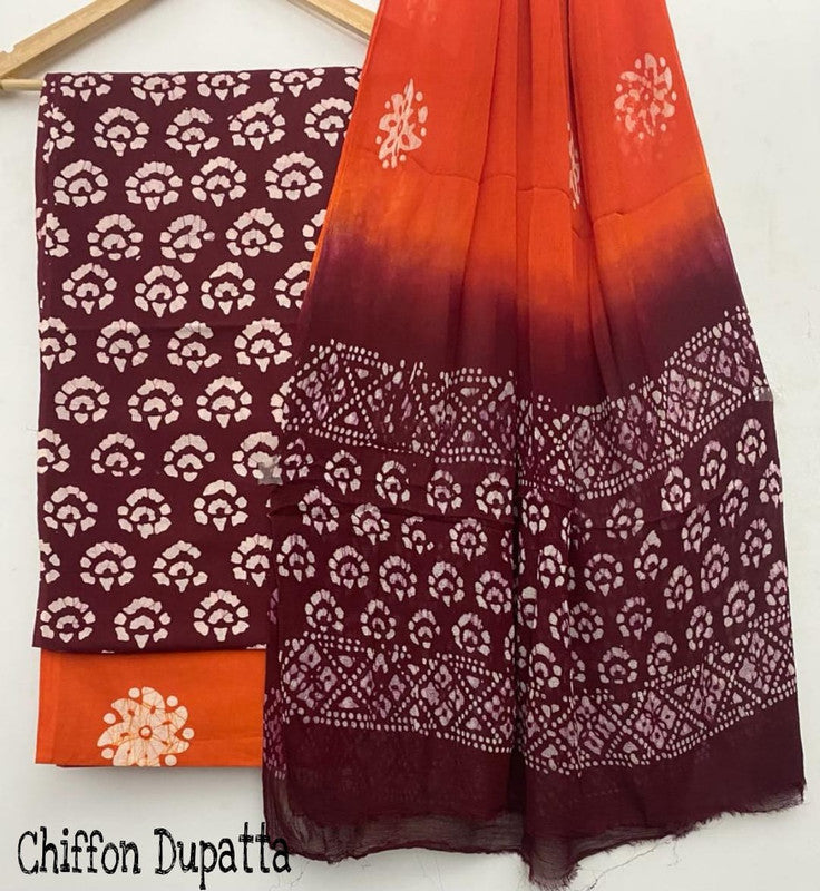 Pure Cotton Printed Salwar Suit With Chiffon Dupatta - 10