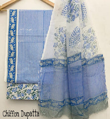 Pure Cotton Printed Salwar Suit With Chiffon Dupatta - 15