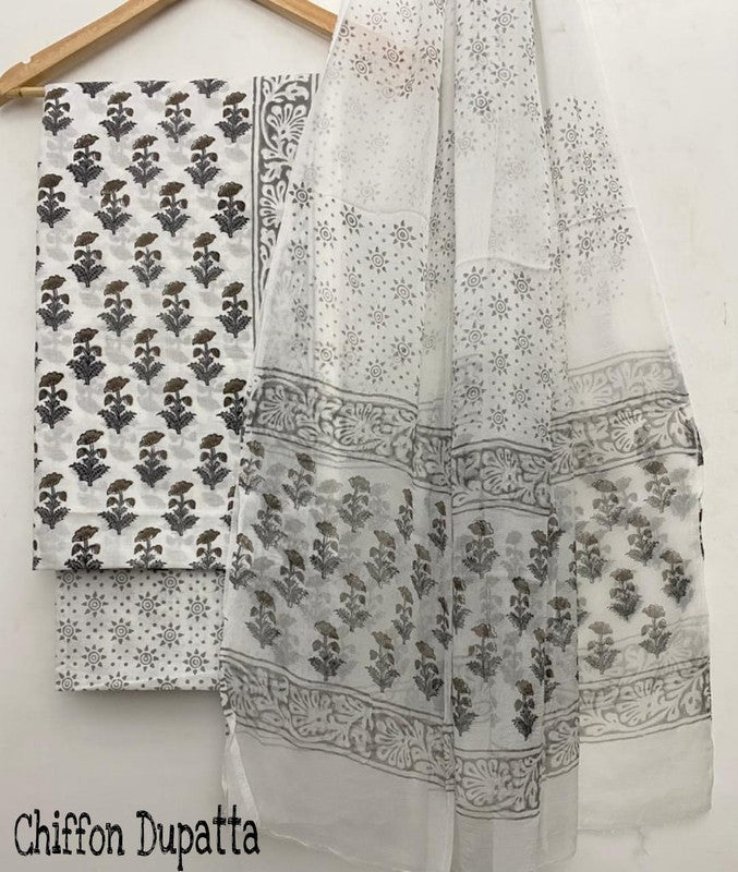 Pure Cotton Printed Salwar Suit With Chiffon Dupatta - 19