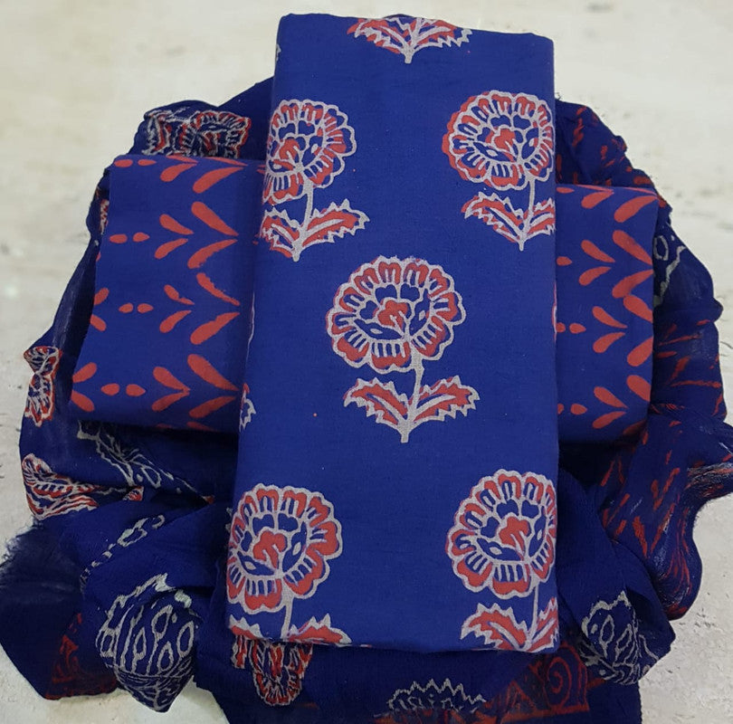 Pure Cotton Printed Salwar Suit With Chiffon Dupatta - 20