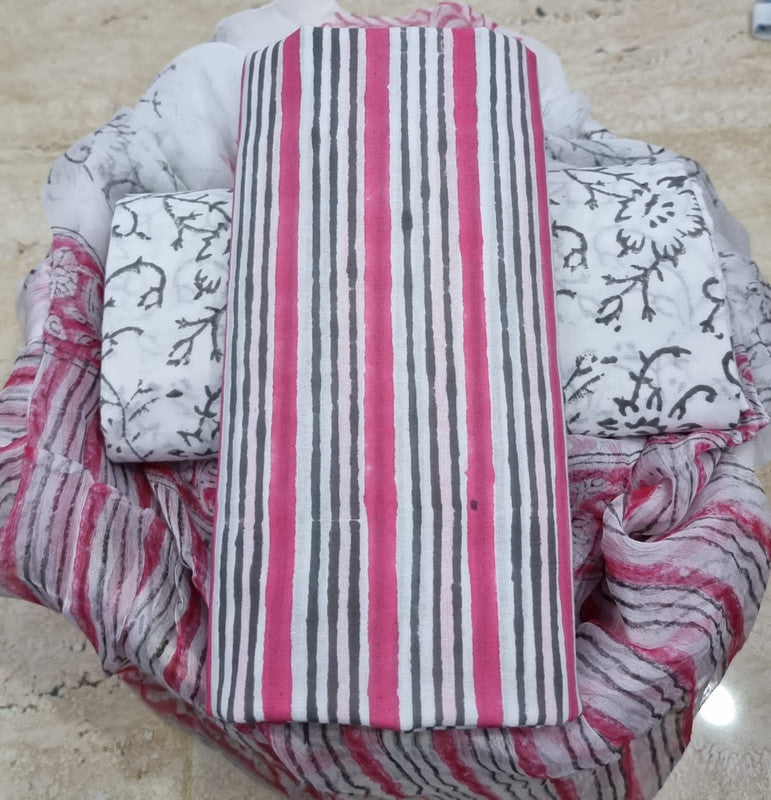 Pure Cotton Printed Salwar Suit With Chiffon Dupatta - 25
