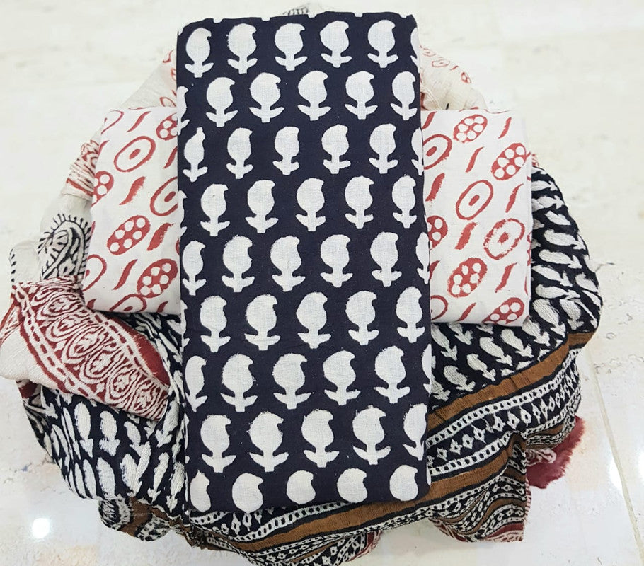Pure Cotton Printed Salwar Suit With Chiffon Dupatta - 1