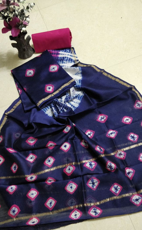 Pure Chanderi Silk Unstitched Suit (Lenght 2.5 Mtr Each Of Top, Bottom & Dupatta) - 28