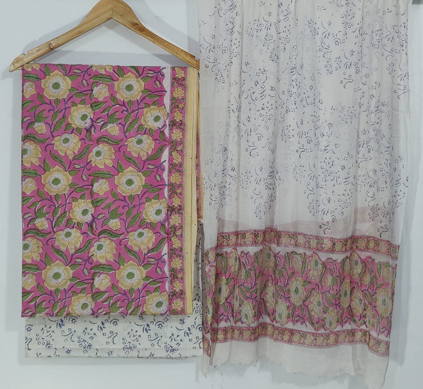 Pure Cotton Printed Salwar Suit With Chiffon Dupatta - 70