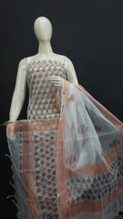 Kota Doria Block Print Salwar Suit & Dupatta With Bottom - 6