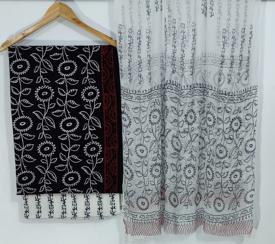 Pure Cotton Printed Salwar Suit With Chiffon Dupatta - 85