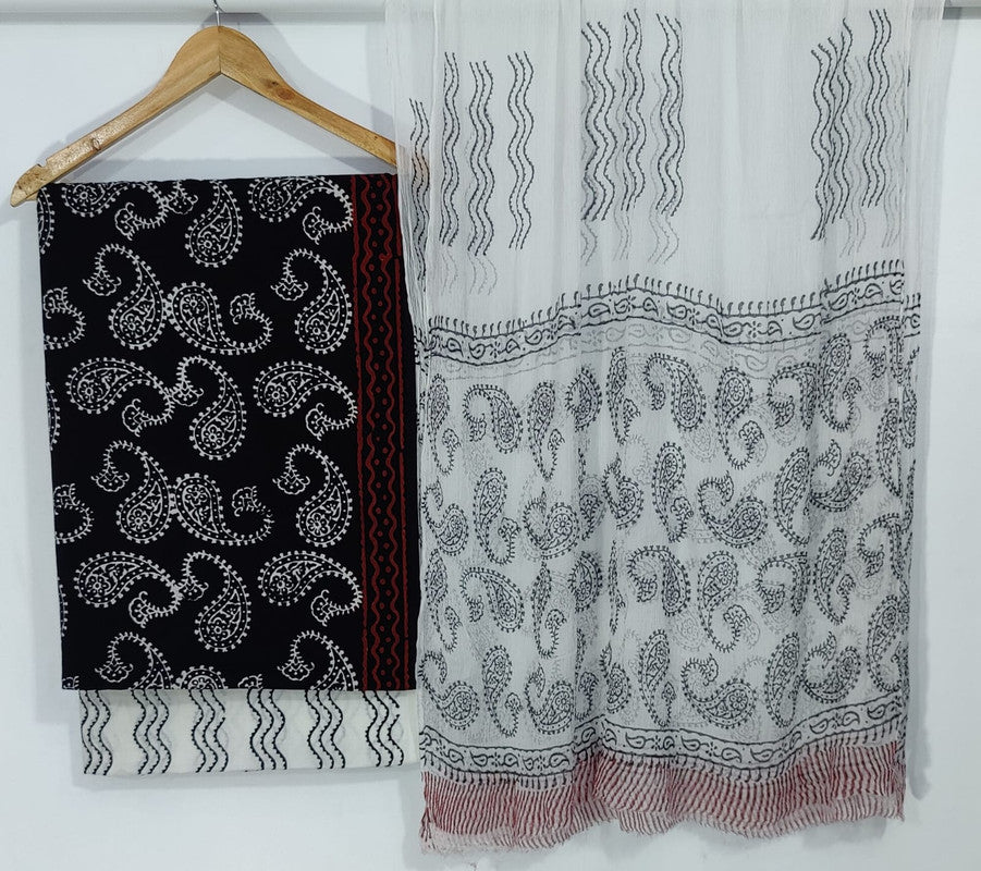 Pure Cotton Printed Salwar Suit With Chiffon Dupatta - 87