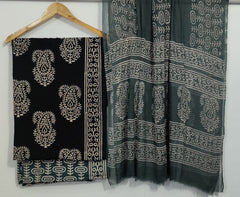 Pure Cotton Printed Salwar Suit With Chiffon Dupatta - 88