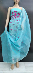 Kota Doria Embroidery Salwar Suit & Dupatta With Bottom - 8