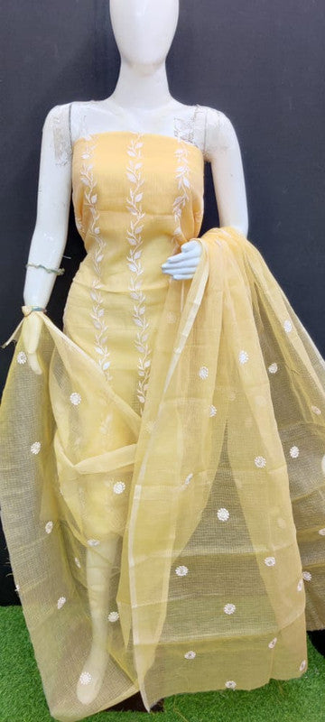 Kota Doria Embroidery Salwar Suit & Dupatta With Bottom - 18