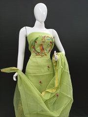 Kota Doria Embroidery Salwar Suit & Dupatta With Bottom - 30