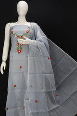 Kota Doria Embroidery Salwar Suit & Dupatta With Bottom - 36
