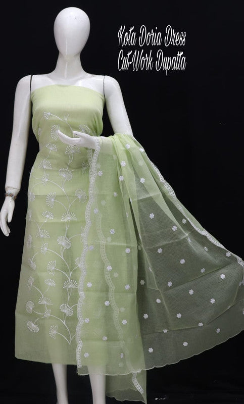Kota Doria Embroidery Salwar Suit & Dupatta With Bottom - 51