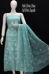 Kota Doria Embroidery Salwar Suit & Dupatta With Bottom - 53