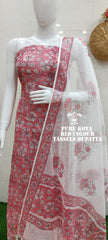 Kota Doria Block Print Salwar Suit & Dupatta With Bottom - 110