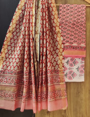 Pure Maheshwari Silk Unstitched Suit Set with Maheshwari Silk Dupatta with Zari Border ( Top, Bottom and Dupatta length 2.5 meter each) - 41