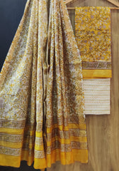 Pure Maheshwari Silk Unstitched Suit Set with Maheshwari Silk Dupatta with Zari Border ( Top, Bottom and Dupatta length 2.5 meter each) - 47