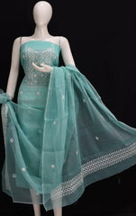 Kota Doria Embroidery Salwar Suit & Dupatta With Bottom - 47